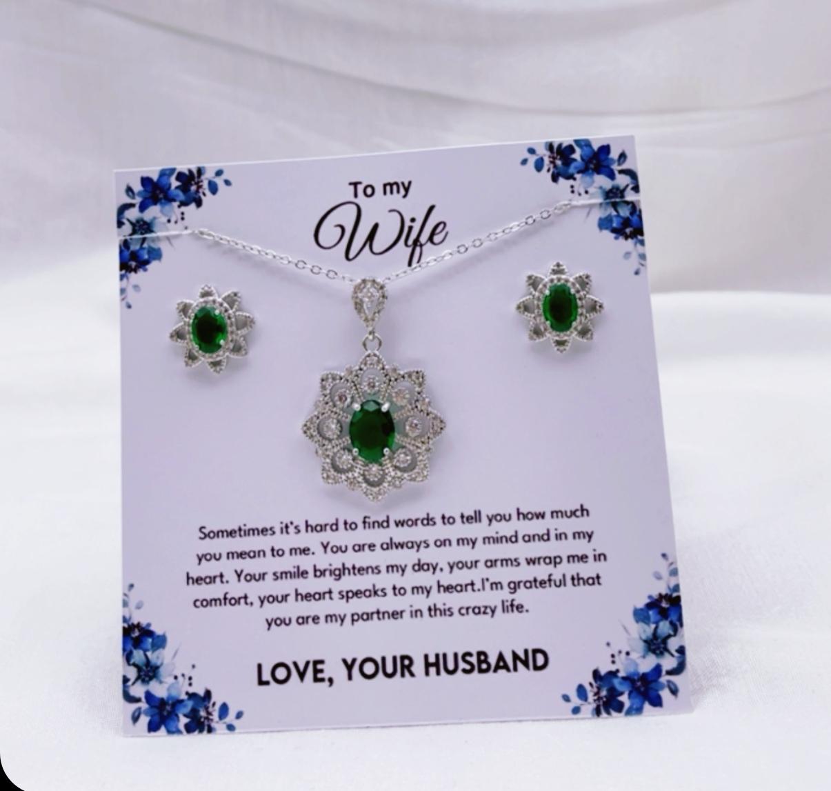 925 silver coated Flower pendant set  wife gift box