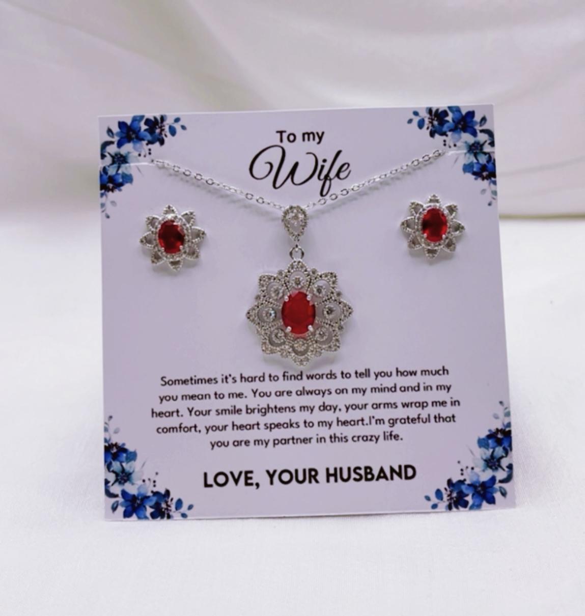 925 silver coated Flower pendant set  wife gift box
