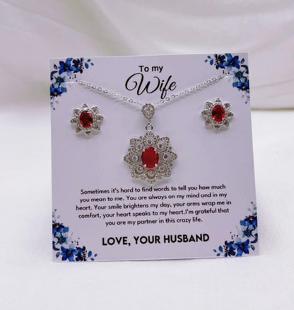 925 silver coated Flower pendant set  wife gift box