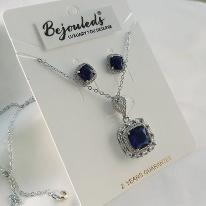 925 silver Zircon Cution Cut  pendant set