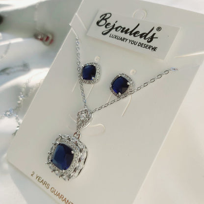 925 silver Zircon Cution Cut  pendant set