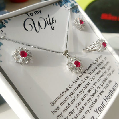Bracket Zircons 925 silver coated pendant set  wife gift box