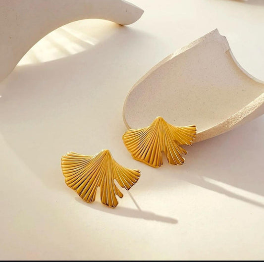 Gold Feather Earrings