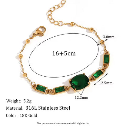 Oval Bracket Green Gemstone