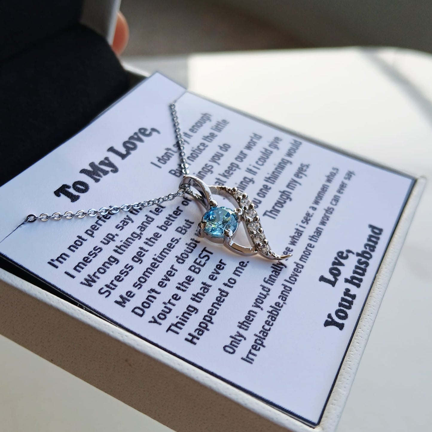 To My Love – Aqua Alluring Necklace (Gift for Wife)