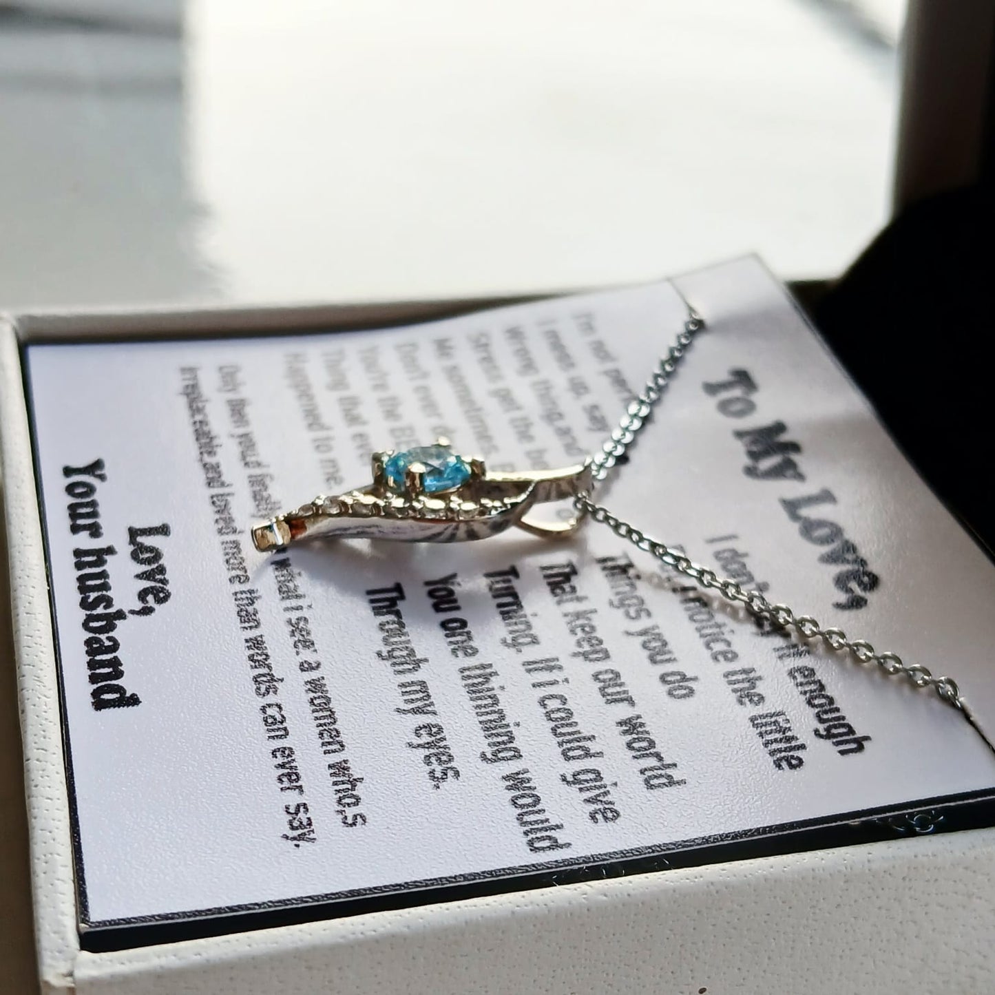 To My Love – Aqua Alluring Necklace (Gift for Wife)
