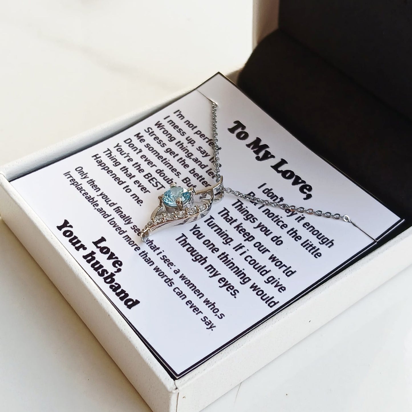 To My Love – Aqua Alluring Necklace (Gift for Wife)