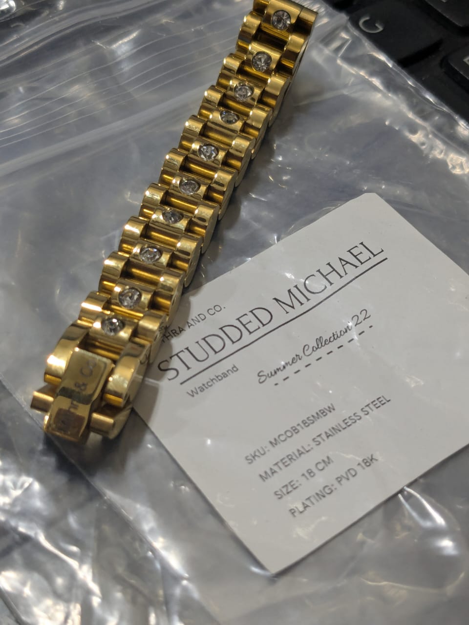 Stainless steel Gold charming Zirconic  hand chain bracelet