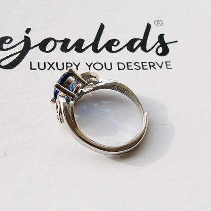 925 Silver Zirconic Adjustable Lady Blue Ring