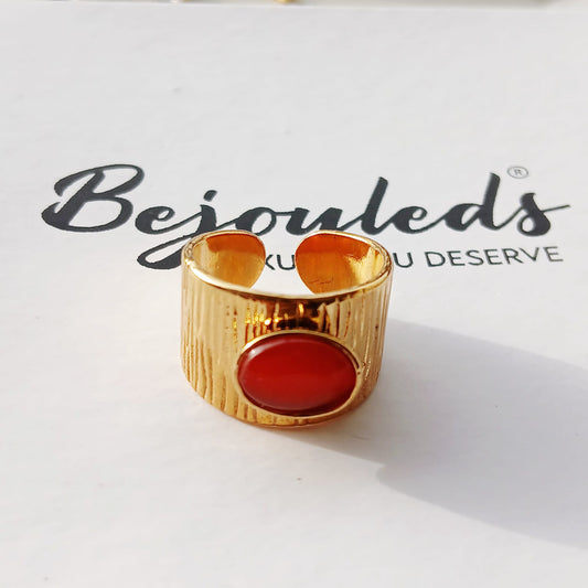 Adjustable Oval Agate Hand Made Ring