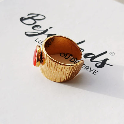 Adjustable Oval Agate Hand Made Ring